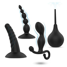 Load image into Gallery viewer, Anal Butt Plug Training Kit with Enema Bulb,Comfortable Long-Term Wear,Silicone Anal Plug Training Set Prostate Massager Sex Toys for Beginners Advanced Users
