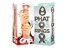 Load image into Gallery viewer, Sexy Gift Set of Massive The 2 Fisted Grip Dildo and Icon Brands Phat Rings Smoke 2, Chunky Cock Rings
