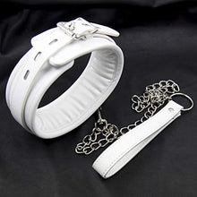 Load image into Gallery viewer, Amosfun Leather Leash Choker Neck Bondage Bed Sexy Harness Restraints for Couples Lovers White
