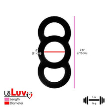 Load image into Gallery viewer, LeLuv Loop Handle Penis Tension Rings Eyro Clear Silicone .75 inch Through 9 inch Unstretched Diameter 3 Pack Sampler
