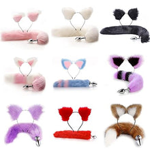 Load image into Gallery viewer, Sexy Fox Metal Butt Plug Tail with Hairpin Kit Tail for Couple Cosplay (Color : Sky Blue)
