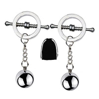 MONEYN 1 Pair Stainless Steel Nipple Clamps, Adjustable Nipple Clamps with Weight Ball, Non-Piercing Nipple Rings, Breast Clips Nipple Jewelry for Women Men Pleasure Sex (C)