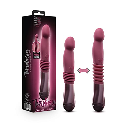Blush Temptasia Trixie Thrusting Silicone Dildo - for G Spot, P Spot Stimulation - Soft Puria Silicone - UltraSilk Smooth - 3 Powerful Speed Settings - Long Ergonomic Handle - Rechargeable Sex Toy