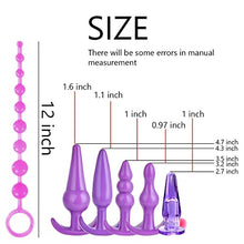 Load image into Gallery viewer, Anal Plug 6PCS Expanding Butt Plugs Set Waterproof Butt Plug Toys Trainer Kit Adult Sex Toys for Men Women with Beads (Purple)
