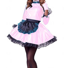 Load image into Gallery viewer, Maid Dress Pink Girl Women Uniform Princess Dresses Club Party Costume Lace Dress Wuth Apron,Laser Light Pink,6XL
