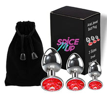 Load image into Gallery viewer, 3-Pack Luxury Metal Jewelry Anal Butt Plug,by SpicMup, Anal Stimulation Toy, Anal Sex Toys Kik (Red)
