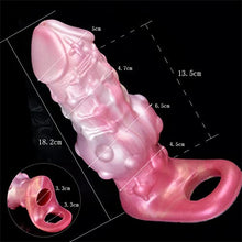 Load image into Gallery viewer, 7.16&quot; Monster Penis Sleeve Enlarger Silicone Penis Extension Sleeve with Cock Ring, Soft Men Penis Extender Cock Enlargement Male Adult Sex Toy
