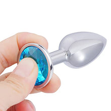 Load image into Gallery viewer, Small Anal Plug, Anal Toy Plug Beginner, Personal Sex Massager, Stainless Steel Butt Plug for Women Men Couples Lover, LightBlue
