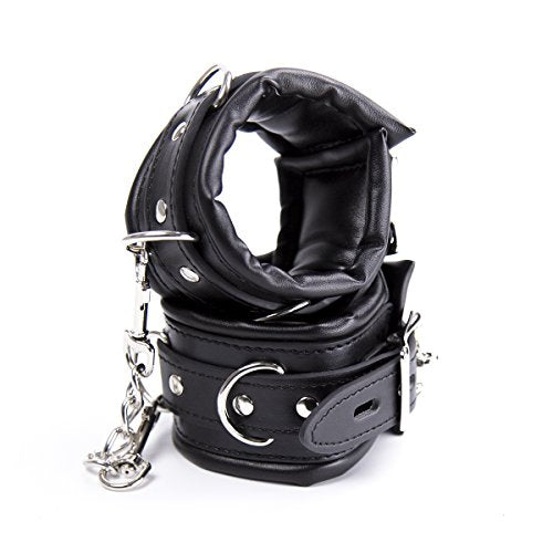 RYOZOCH Adjustable Handcuffs Wrist Ankle Bracelets SM Adult Plush PU Leather Bondage Fetish Handcuffs kit Cuff Restraint Set Sex Toy (Ankle)