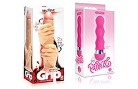 Sexy, Kinky Gift Set Bundle of Massive The 2 Fisted Grip Dildo and Icon Brands Pinkies, Curvy