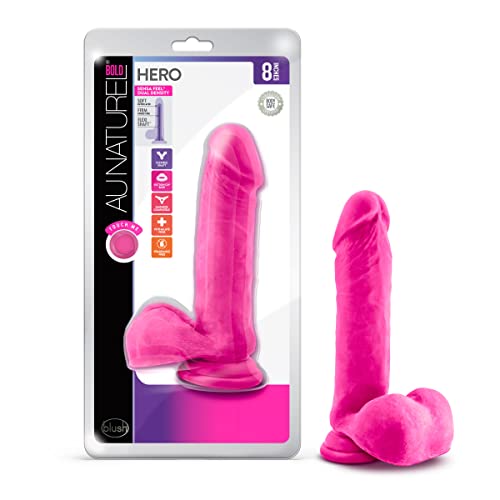 Blush Au Naturel Bold Hero 8 Inch Ultra Soft Realistic Sensa Feel Dual Density Flexishaft Dildo Sex Toy for Women and Men - Pink