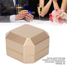 Load image into Gallery viewer, KUIDAMOS Lighted Rings Box, Easy To Easy To Carry Plastic Outer Layer LED Light Couple Ring Box Soft Flocking Inner for Lovers for Engagements(Gold)
