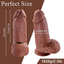 Load image into Gallery viewer, Realistic Silicone Dildos with Strong Suction Cup for Hands-Free and Anal Play, G-spot Giant Dildo Large Size Anal Sex Toy for Experienced Men Woman, Handmade Dual Layered-Feels Like Skin, 9 Inch
