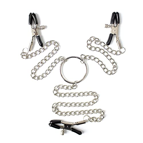 Adult Games Toys for Woman Couples Metal Black Nipple and Clit Chained Clamp Set HS-048