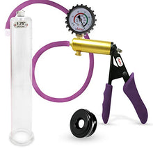Load image into Gallery viewer, LeLuv Ultima Purple Premium Penis Pump with Ergonomic Grips and Silicone Hose + Gauge &amp; Cover, Sleeve | 12&quot; x 1.75&quot; Diameter
