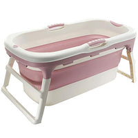 Foldable Plastic Adult Bathtub Portable Bath Barrel Foldable Available Throughout The Family with Carrying Handle 113X59X53CM (Color : Pink)