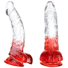 Load image into Gallery viewer, FST Realistic Dildo Curved Shaft G-spot Stimulation Penis with Strong Suction Cup Testis and Veins Design for Sensitive Point Sex Stimulation for Woman Man Masturbation Adult Toy (Red)
