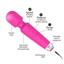 Load image into Gallery viewer, Female Vibrator, G-Spot &amp; Sex Toy, 20 Modes &amp; 8 Speeds Wand Massager, Quiet, Waterproof, USB Rechargeable Vibrator, Hand-Held Cordless Sex Toys Vibrator for Her Pleasure, Female Adult Toy - Rose
