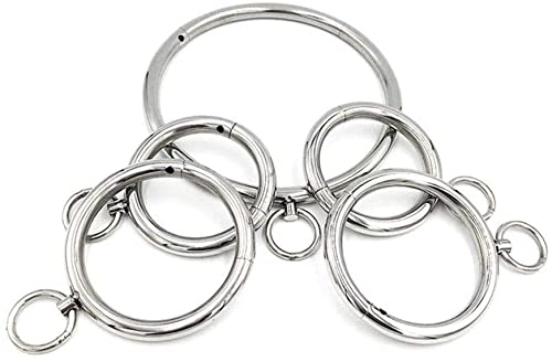 MMWMJWMB BDSM Bondage Kit Anklet Cuffs/Collar/Handcuffs with Removable Ring - Round Stainless Steel Fetish Slave Restraints Tools for Adult-1setforFemale