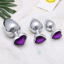 Load image into Gallery viewer, 2022 Years New 3Pcs Set Luxury Metal Butt Toys Heart Shaped Anal Trainer Jewel Butt Plug Kit S&amp;M Adult Gay Anal Plugs Woman Men Sex Gifts Things for Beginners Couple (purple0)
