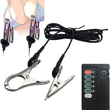 Load image into Gallery viewer, Electric Shock Nipple Clamps, Non Piercing Nipple Jewelry, Suitable for Ladies Own Use and Flirting with Couples Pleasure Toy for Adults Role Play (A)
