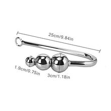 Load image into Gallery viewer, Chrontier Anal Anus Butt Hook Fetish Bondage Hook Sex Toy Solid Stainless Steel Ball Beaded End for BDSM Dominant Rope Game Anal Plug Hook Men Women Unisex (Triple Bead)
