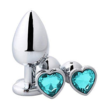 Load image into Gallery viewer, Anal Plug Trainer Kit 3 Pcs Metal Butt Plug with Different Sizes Anal Dilator Sex Toys with Heart Shaped Jewelry Base for Men Women Couples Play (Light Blue)
