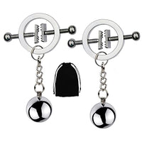 MONEYN 1 Pair Stainless Steel Nipple Clamps, Adjustable Nipple Clamps with Weight Ball, Non-Piercing Nipple Rings, Breast Clips Nipple Jewelry for Women Men Pleasure Sex (E)