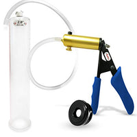 LeLuv Ultima Blue Vacuum Penis Pump Ergonomic Silicone Grip w/TPR Sleeve - 12