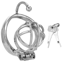 Load image into Gallery viewer, Healifty Male Chastity Device Metal Chastity Belt Cock Cage Cock Sleeve Ring Virginity Lock Chastity Belt Men (Silver) 40mm
