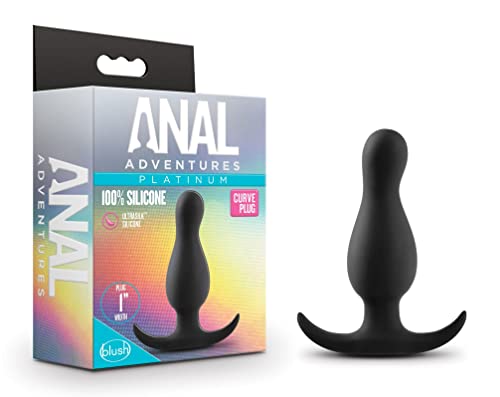 Blush Anal Adventures Platinum Curve Plug Silicone Prostate Plug - Design Keeps Product Securely In Place - Base For Safety, Comfort & Wearability - Beginners Ultrasilk Satin Smooth Sex Toy For Adults