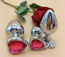 Load image into Gallery viewer, Sexysamba 3 Pcs Anal Plug Set, Heart Shaped Metal Anal Sex Trainer Jeweled Butt Plugs Toy for Beginners, Rose Red
