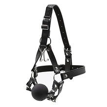 Load image into Gallery viewer, Faux Leather Bondage Head Harness with Nose Hooks and Breathable Silicone Ball Gags for Sex Games, BDSM Restraints Toys Bondage Hood Harness (Black)
