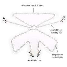 Load image into Gallery viewer, Nipple Clamps Set of 3, Nipple Clamps with Chain, Breast Massage Nipple Clamps, Nipple Rings Non Piercing, Nipple Jewelry for Own Use or Couple Flirting (Silver)
