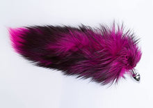 Load image into Gallery viewer, Foxtail Butt Plug - Purple and Black Cat Tail Plug - Roleplay Toy (Medium, Black)
