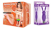 Load image into Gallery viewer, Sexy, Kinky Gift Set Bundle of Keisha Grey&#39;s Foot Fetish Fantasy and Icon Brands Silibuns, Silicone Bunny Bullet, Purple
