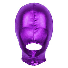 Load image into Gallery viewer, Hansber Unisex Adult Eyes &amp; Mouth Open Headgear Mask Hood Breathable Blindfold Face Cover Blindfold Cosplay Costume Purple#2 One Size
