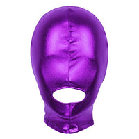 Hansber Unisex Adult Eyes & Mouth Open Headgear Mask Hood Breathable Blindfold Face Cover Blindfold Cosplay Costume Purple#2 One Size