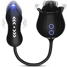 Load image into Gallery viewer, Rose Sex Toys with Thrusting Dildo - 3in1 Rose Vibrator Adult Toys Clitoral G Spot Vibrators 9 Tongue Licking &amp; 9 Thrusting Modes, Nipple Anal Dildos Adult Sex Toys Games for Women Couples Pleasure
