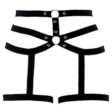 Load image into Gallery viewer, KESYOO Black Punk Leg Restraint Dress up Costume Wear Bondage Sexy Restraints Toy Roleplay Thigh Ring for Performance
