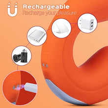 Load image into Gallery viewer, Clitoral Licking Rotating G Spot Vibrator Honey Play Box Joi  3 in 1 Clit Tongue Dildo Vaginal Vibrating Stimulator Adult Sex Toys with 7 Rotating&amp; 7 Clit Licking Modes Massager Butt Plug (Orange)
