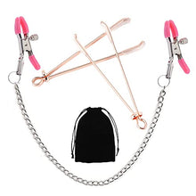 Load image into Gallery viewer, MONEYN Nipple Clamps Set of 2, Nipple Clamps with Chain Sex, Nipple Clamps Non Piercing Nipple Toys for Adult Women Pleasure (Pink)
