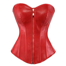 Load image into Gallery viewer, Faux PVC Faux Leather Corset Shapewear Bustiers Zip Plus Size Lace Tie Back Corsets Top Sexy Leather Corset
