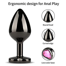 Load image into Gallery viewer, Hisionlee Butt Anal Plug Set, 3PCS Sex Toys Metal Anal Butt Plug Adult Toy with Crystal Diamond Beginner Anal Toy for Male Adult Unisex(Pink)
