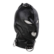 Load image into Gallery viewer, HYSHGJY AdultToys Games Black Leather Open Eye Mouth Blindfold Headgear Cosplay Hood with Hang Ring PU Leather HD-203
