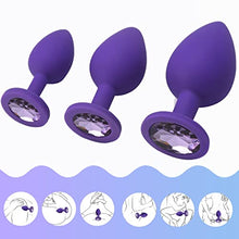 Load image into Gallery viewer, New Purple Anal Sex Toy Set Smooth Silicone Fetish Personal Training Pack of 3 Men Women Couples, Purple, Amethyst, 200.0 Count
