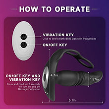 Load image into Gallery viewer, Prostate Massager, Anal Vibrator, Remote Control Thrusting Vibrator 7 Thrusting &amp; Vibrating Modes with Cock Penis Ring Sex Toys Rechargeable Butt Plug G Spot Vibrator for Men Couples, Black
