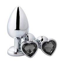 Load image into Gallery viewer, Anal Butt Plug Trainer Kit 3 Pcs Stainless Steel Anal Dilator with Different Sizes Adult Anal Sex Toys with Heart Shaped Jewelry Base for Male Female Masturbating (Black)
