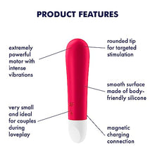 Load image into Gallery viewer, Satisfyer Ultra Power Bullet 1 Mini Bullet Vibrator - Clitoral Stimulator, Personal Massager, Rounded Tip - Portable, Waterproof, Rechargeable, 10.5cm (Red)
