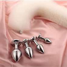 Load image into Gallery viewer, wangbo11 Sexy Fox Tail with Detachable Smooth Touch Metal Prostate Massager Anal Butt Plug Sex Toys for Fetish Cosplay Flirt Accessories (Color : White S)
